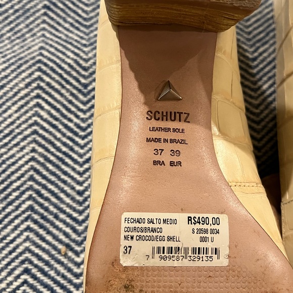 Schutz almond/beige leather block heels size 8 US - Picture 6 of 9